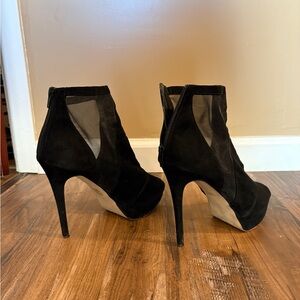 Aldo black suede platform peep toe mesh heel